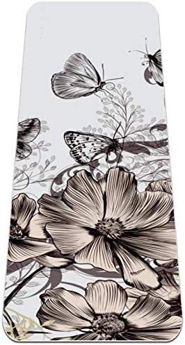 Siebzeh Butterfly Цветна пролет-дебела подложка за йога Премиум-клас, в екологично Чист Гумена подложка за здраве и фитнес, Нескользящий
