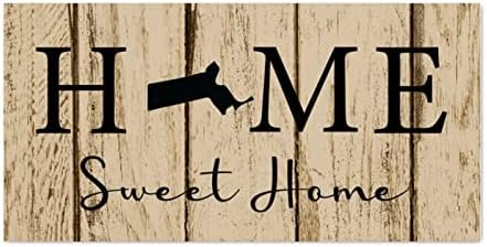 Alioyoit Селски Дървен Палет Символична Табела Home Sweet Home Щата Масачузетс Козметична Дървени Стенни Плоча, Дървена Дъска Стенни Декорации за Спални и Къща на брега на ез