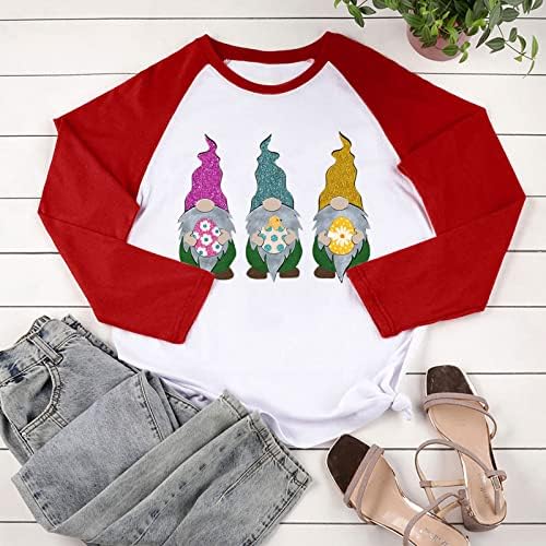 Джуджетата Великден Hoody За Жени Сладък Яйца Графична Риза Ежедневното Raglan С Дълъг Ръкав На Празничната Риза Пуловер Върховете
