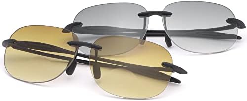2 Чифта Бифокальных Очила за Четене Без Рамки, Слънчеви Очила С Защита UV400, Класически Слънчеви Ридеры за Мъже И Жени, Vintage слънчеви