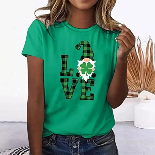 KCJGIKPOK Женска Тениска със Зелени Трилистниками на Деня на Св. Патрик, Графична Тениска с Детелина, Ежедневни Тениски С Къс Ръкав за