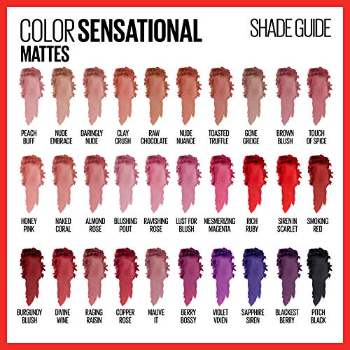 Червило Maybelline Color Sensational, За грим на устни, Мат, Хидратиращи червила, телесен цвят, Розово, Червено, Слива цвят на устните,