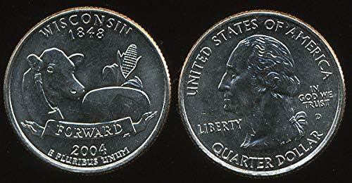 САЩ. Четвертак [25 цента]. 2004.D (монета KM359. UNC) Wisconsin Арт.CN00002