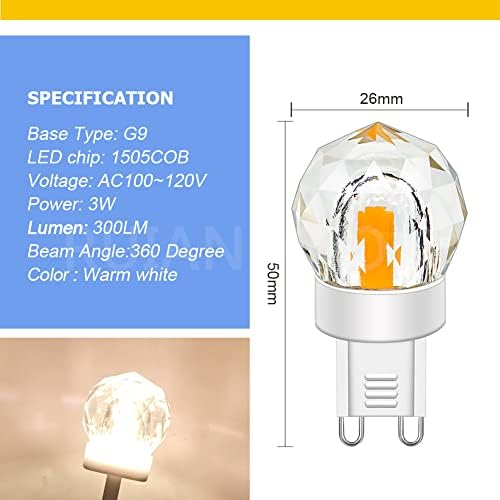 Ruiandsion G9 Led лампа от 3 W ac 110-120 В Замяна на 20 W 25 W 30 W, Еквивалент халогенни 300ЛМ Топло Бяло G9 Ромбовидная Лампа T4 Bin-pin