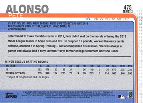 Бейзболна картичка начинаещ Ню Йорк Метс Пита Алонсо 2019 Topps 475
