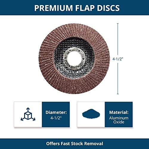 Абразивни дискове Benchmark 4,5 x 7/8 от алуминиев оксид с капаци за шлифоване, Със, отстраняване на шевове на неръждаема стомана, сплавам