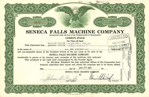 Seneca Falls Machine Co. Склад сертификат